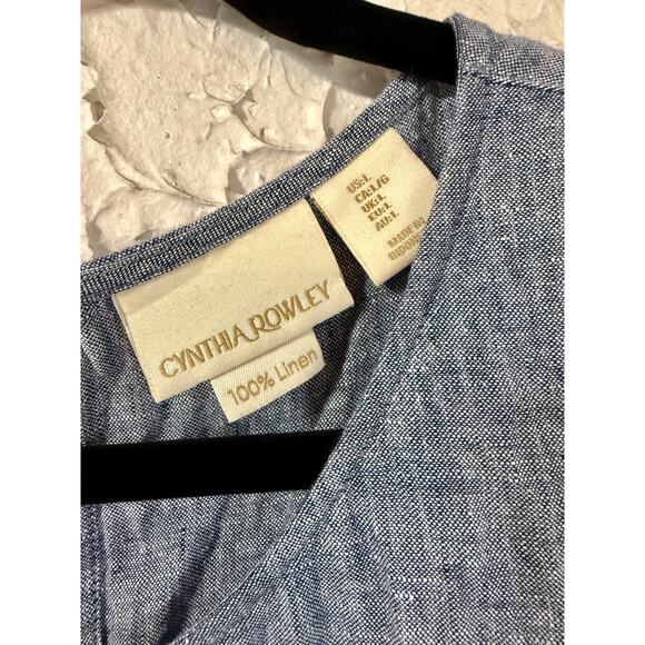 Cynthia Rowley Blue 100% Linen Sleeveless Swing Dress Casual Summer - Picture 8 of 10